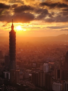 Башня на закате обои