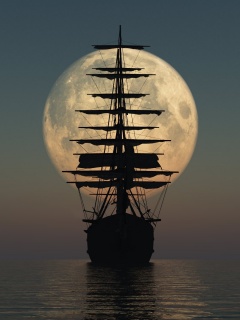 Корабль со спущенными парусами обои