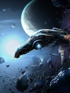 Космические корабли в поясе метеоритов обои