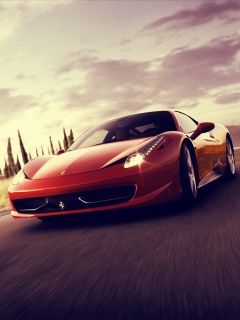 Красная Феррари на трассе обои