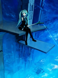 Хатсуне Мику с удочкой обои