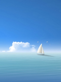 Голубые обои под хорошее настроение с парусником обои
