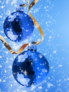 Синие новогодние шары обои