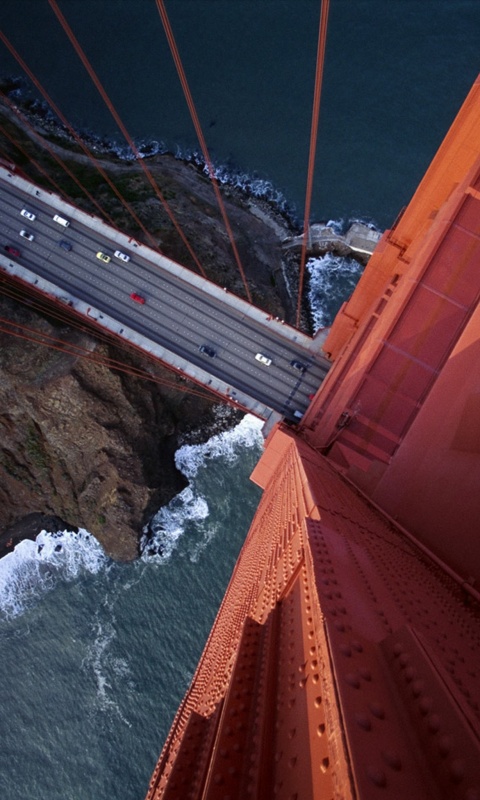 Вид в с пролета моста Золотые Ворота обои