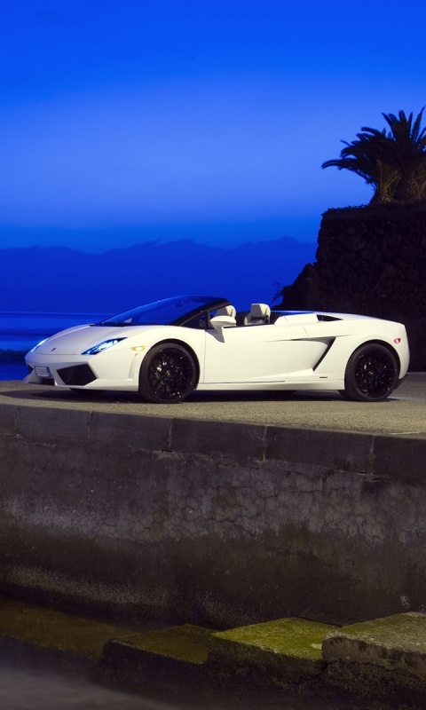 Белый кабриолет ламбо обои