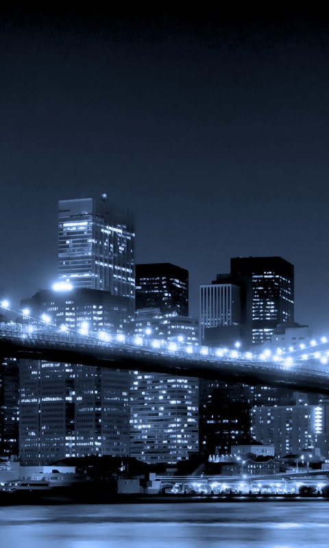 Вид на ночной Нью-Йорк обои