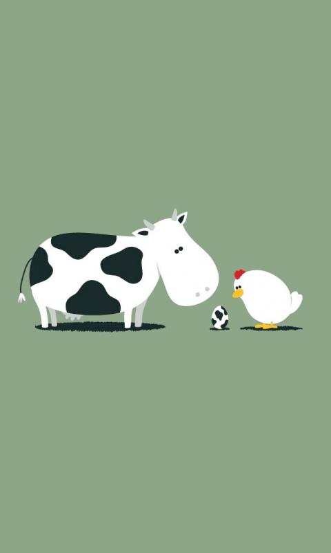 Корова + курица обои