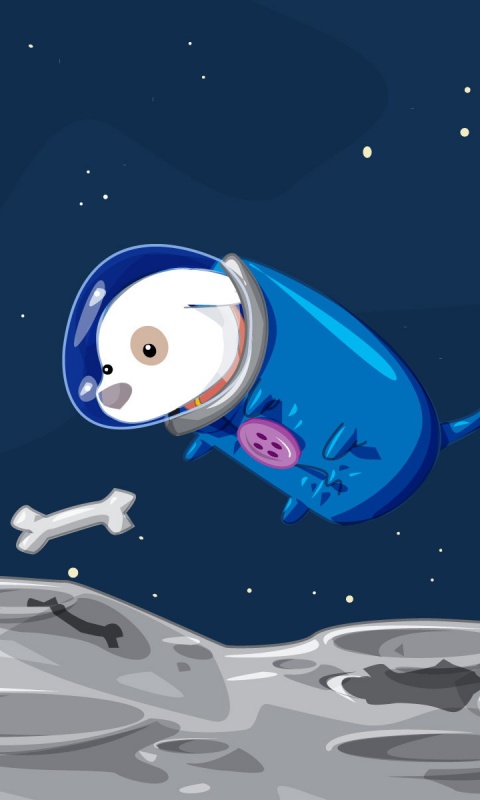 Собачка на луне обои