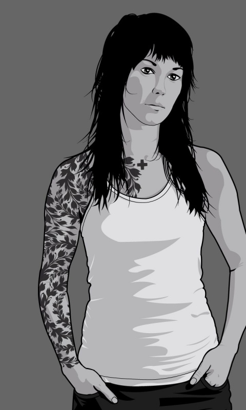 Девушка с татуировкой в виде листвы обои