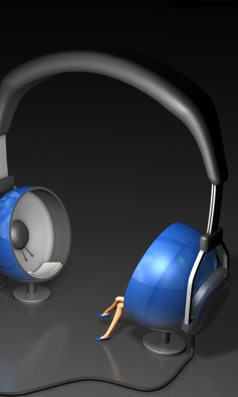 Девушка в наушниках обои