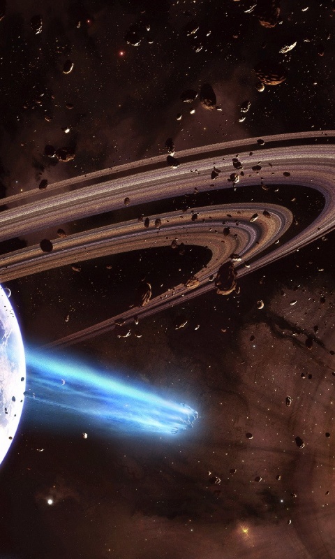 Голубой метеорит и туманность в виде сердца обои