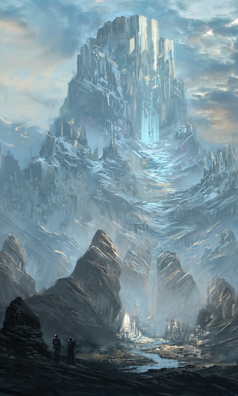 Город в горах обои