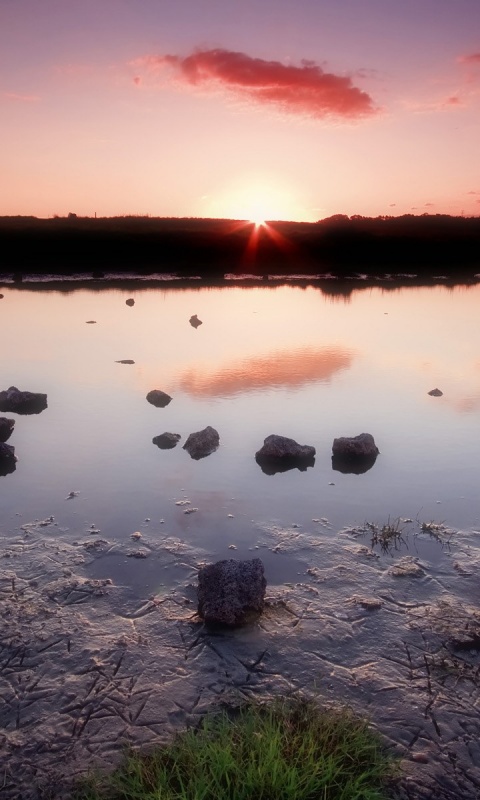 Обмелевшее озеро в Новой Зеландии обои