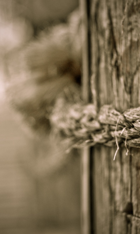 Веревка на деревянном столбе обои