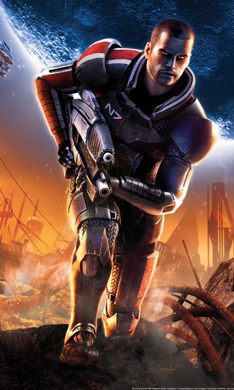 Капитан Шепард на руинах обои