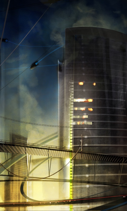 Выброс в городе будущего обои