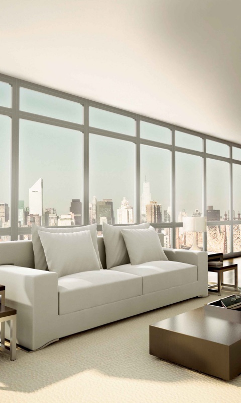 Квартира с видом на мегаполис обои