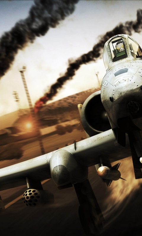 Самолет взлетает с атакованного аэродрома обои