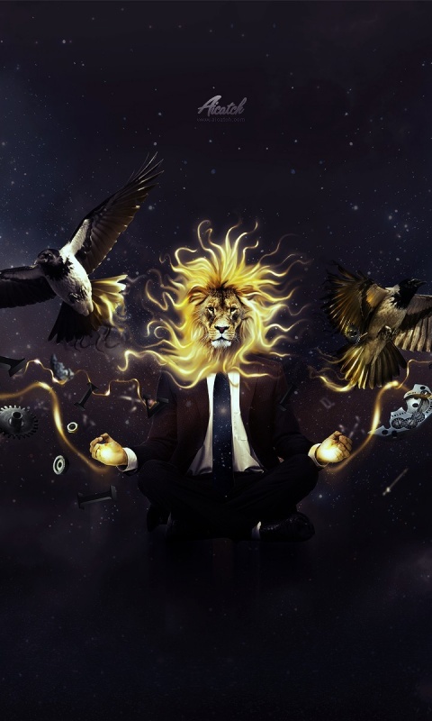 Мужчина с головой льва обои