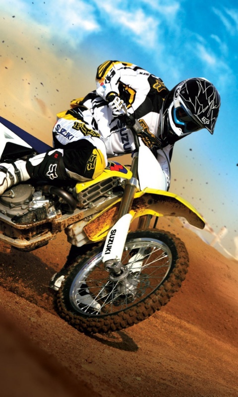 Мотоциклист на кроссовом байке обои