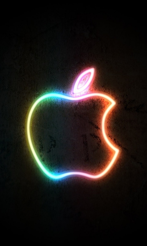 Неоновое лого Эпл обои