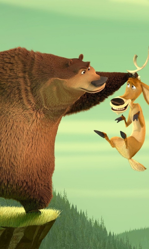 Медведь прессует оленя обои