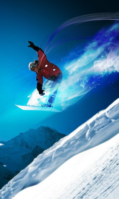 Сноубордист в прыжке обои