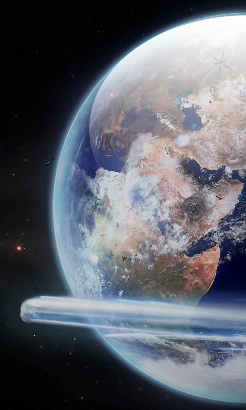 Метеорит пролетает мимо Земли обои