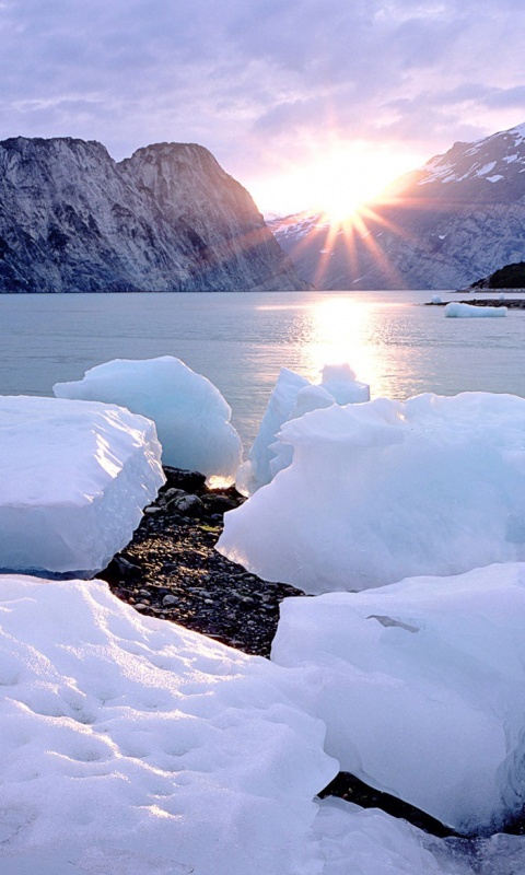Зимнее горное озеро обои