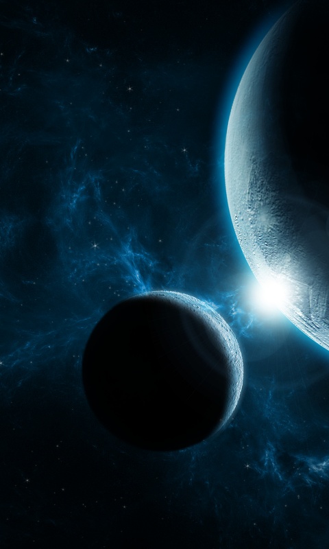 Планета и спутник обои