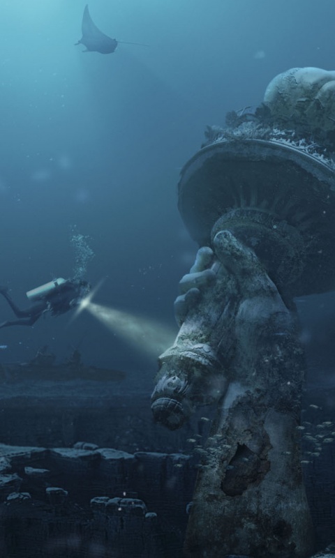 Затопленный Нью-Йорк обои