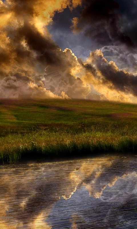 Тучи над лугом обои