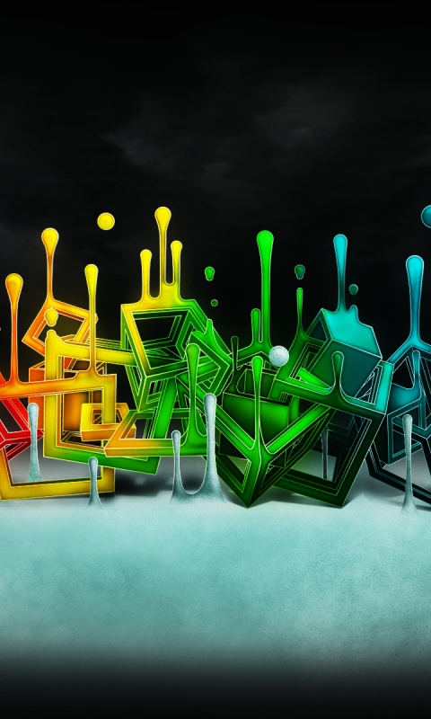 Цветные переплетающиеся кубы обои