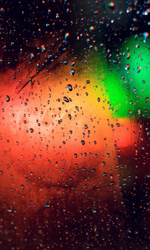 Огни за мокрым стеклом обои