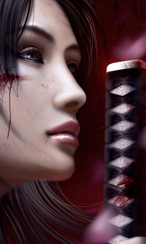 Японка с катаной обои