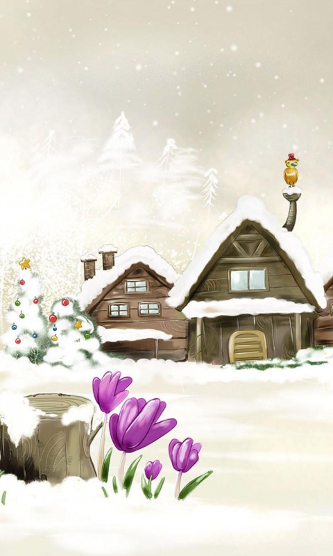 Деревня в новый год обои