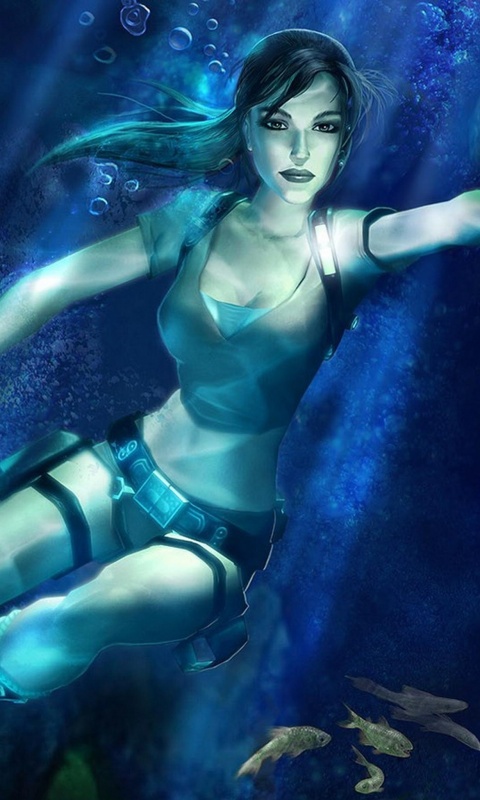 Лара под водой обои