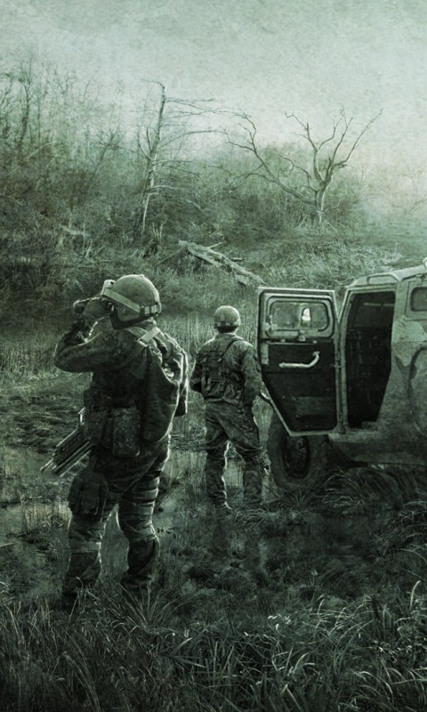 Солдаты из сталкера на болоте обои