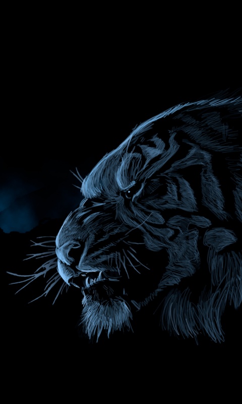 Рисунок грозного тигра обои