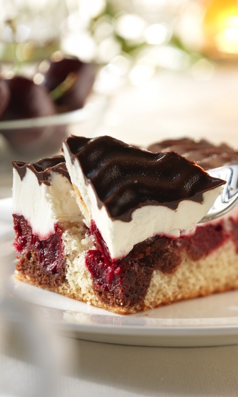 Вишневое пирожное обои