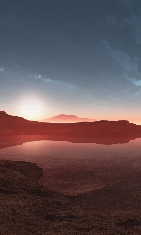 Озеро в каменистой пустыне обои