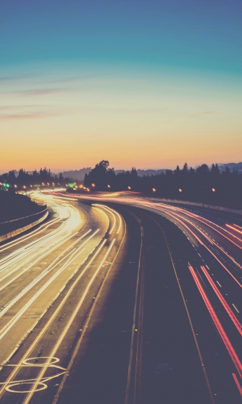 Автострада в огнях обои
