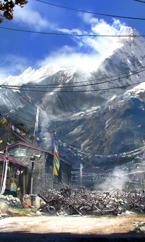 Загороженная улица в горах обои