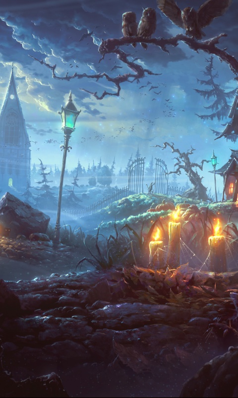 Страшный хэллоувинский пейзаж обои