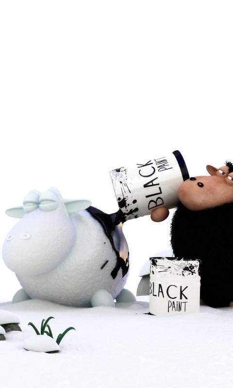 Овечки лепят снеговиков обои