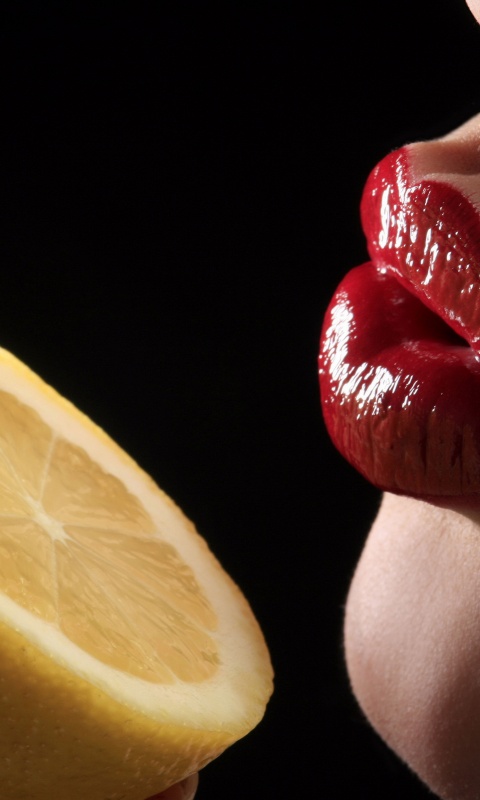 Лимон и губы обои