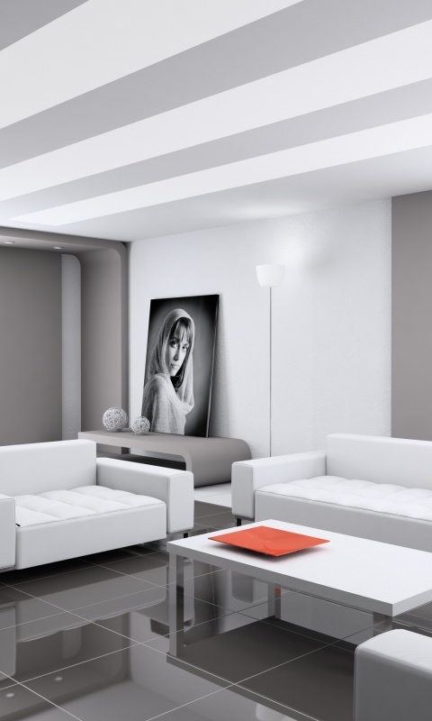 Белая гостинная обои