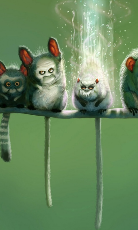 Существа на ветке обои