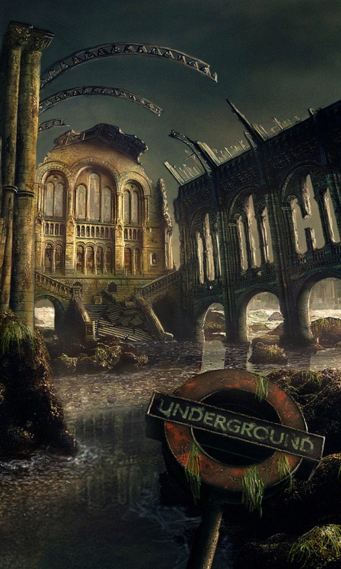 Затопленные руины обои