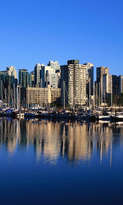 Город у воды обои